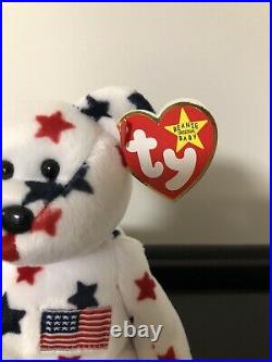 Rare Retired Glory Beanie Baby Bear with Numbered Tush Tag and Tag Errors
