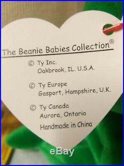 Rare, Retired Irish Erin Shamrock'TY' 1997 Beanie Baby ERRORS 1993 Value 1K