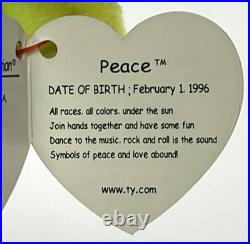 Rare Retired MWMT TY Beanie Babies Peace (Bear) with 8 Errors 1996 PE