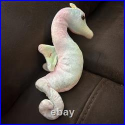 Rare Retired Neon 1999 Ty Beanie Babie Multicolor Ty-dye Seahorse Mint Condition