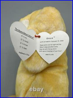 Rare! Retired! TY Beanie Babies GRACE the Praying Bunny With Tags 2000 Errors