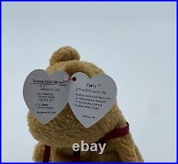 Rare Retired TY Beanie Baby'CURLY' The Bear 04-12-96 with Errors
