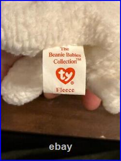 Rare Retired TY Beanie Baby'Fleece' The Lamb with PVC and Errors