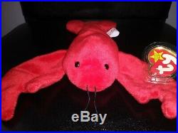 Rare Retired TY Beanie Baby Pinchers Lobster #4026 No stamp/PVC/Date Error