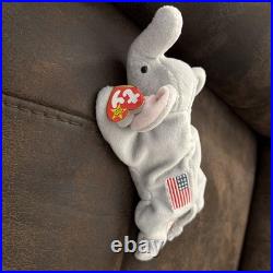 Rare/Retired TY Beanie baby'RIGHTY' (1996) The Elephant Grey PATRIOTIC