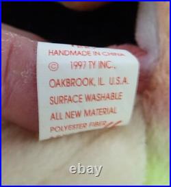 Rare Retired Ty 1997 Beanie Baby RAINBOW Chameleon No Tongue, Wrong IGGY Tag