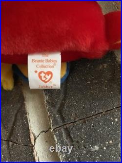 Rare Retired Ty Beanie Babies 1997 Jabber The Parrot with Tag Errors PE Pellets
