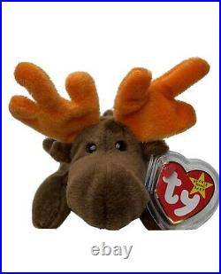 Rare Retired Ty Beanie Baby Chocolate The Moose 1993 Pellets W Errors & Tag Mint