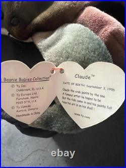 Rare Retired Ty Beanie Baby Claude the Crab