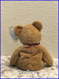 Rare Retired Ty Beanie Baby'Curly' Bear 1996 With Tag Error Gently Used