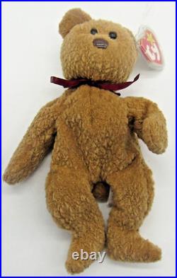 Rare Retired Ty Beanie Baby Curly The Bear 1993 1996 Beer With Numerous Errors