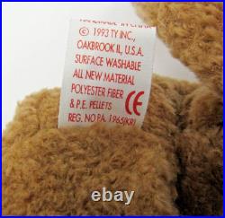 Rare Retired Ty Beanie Baby Curly The Bear 1993 1996 Beer With Numerous Errors