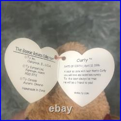 Rare Retired Ty Beanie Baby Curly The Bear Many Errors