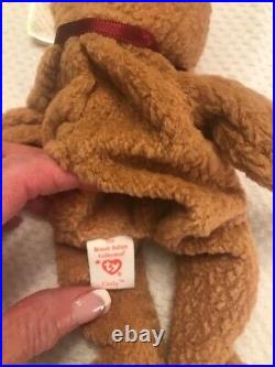 Rare Retired Ty Beanie Baby Curly The Bear Tag Errors New Mint Condition
