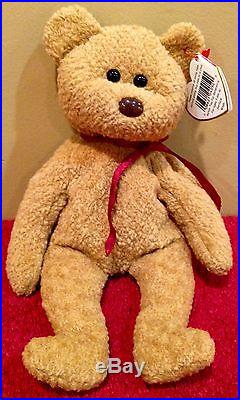 Rare Retired Ty Beanie Baby'Curly' The Bear With Errors