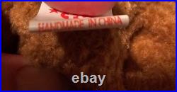 Rare Retired Ty Beanie Baby'Curly' The Bear With Many Errors Mint PVC Pellets