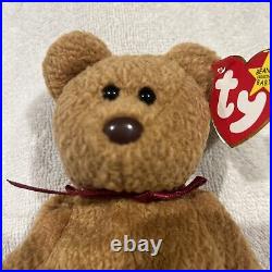 Rare Retired Ty Beanie Baby, Curly The Bear with brown nose. 1993/1996 Tag Error