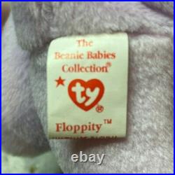 Rare Retired Ty Beanie Baby FLOPPITY Bunny Errors PE Pellets