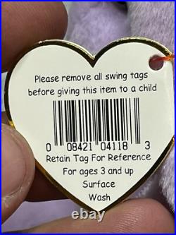 Rare Retired Ty Beanie Baby FLOPPITY Bunny Errors PE Pellets