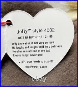 Rare Retired Ty Beanie Baby JOLLY Walrus Errors Babies PVC Pellets