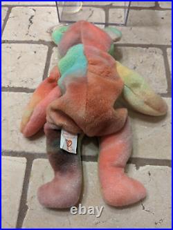 Rare Retired Ty Beanie Baby Peace The Bear With Multiple Errors