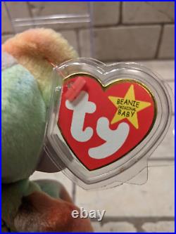 Rare Retired Ty Beanie Baby Peace The Bear With Multiple Errors