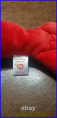Rare Retired Ty Beanie Baby Pinchers Lobster Pvc With Errors Mint Condition
