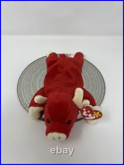 Rare-Retired? Ty Beanie Baby Snort the Bull 1995 Tag Errors, PVC Pellets