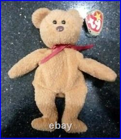 Rare Retired Ty Beanie Baby'curly' The Bear With Many Errors