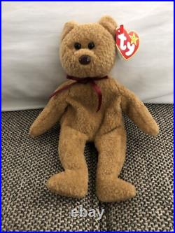Rare Retired Ty Beanie Baby'curly' The Bear With Many Errors New Condition