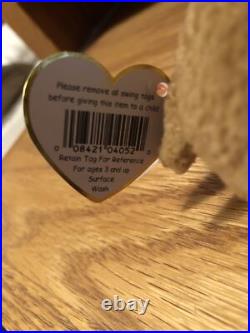 Rare Retired Ty Beanie Baby'curly' The Bear With Many Errors New Condition
