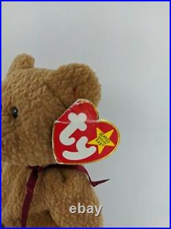 Rare Retired Ty Beanie Baby'curly' The Bear With Many Errors Rare
