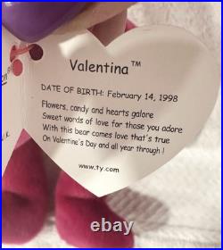 Rare Retired Ty'Valentina' Beanie Babies With Numerous Errors Great Condition
