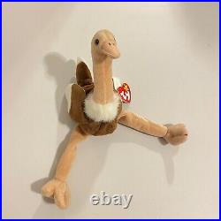 Rare Retired Ty beanie Baby Stretch the Ostrich 1997 With Tag Errors Free Ship