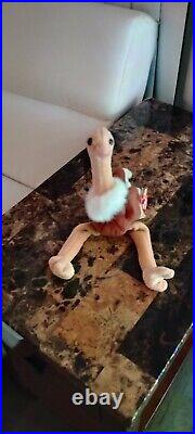 Rare Retired Ty beanie Baby Stretch the Ostrich 1997 With Tag Errors Free Ship