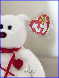 Rare Retired Valentino Ty Beanie Baby NWT Errors Tags, PVC, Brown Nose Mint