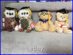 Rare Set of 15-Ty Beanie Babies & 1-Ty Attic Treasures Graduation Owls 1998-2009