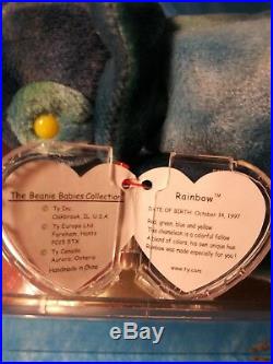 Rare TY Beanie Babies Rainbow Retired 1997 PVC 1ST EDITION Best Christmas Gift