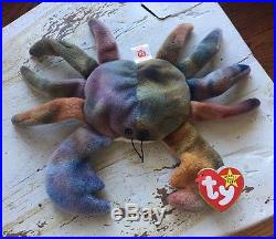 Rare TY Beanie Baby CLAUDE The Crab Multiple Errors 1996