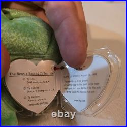 Rare TY Beanie Baby KICKS 1999 the Soccer Bear with errors