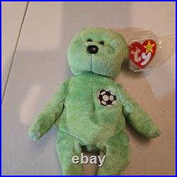 Rare TY Beanie Baby KICKS 1999 the Soccer Bear with errors