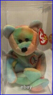 Rare, TY Beanie Baby Peace Bear, 1996, Retired, With Errors