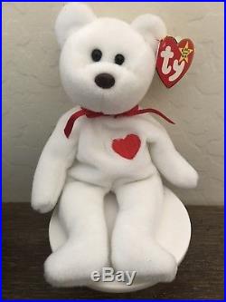 Rare TY Beanie Baby Retired PVC Valentino Bear 1994 on tag and 1993 on tush tag