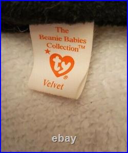 Rare TY Beanie Baby Velvet with numerous errors & PVC Pellets, 4th Gen Hang tag