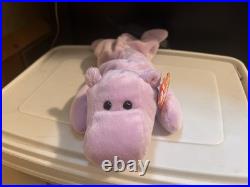 Rare TY Happy The Hippo 1994/1993 Teenie and Normal Beanie Babies PVC Pellets