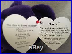 Rare TY Mint 1st Edition Princess Diana 1997 Retired Beanie Baby NO SPACE