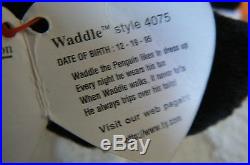 Rare TY Original Beanie Babies Waddle The Pengun Errors- #4075-Retired-Error