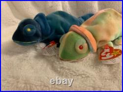Rare Tag Error Retired TY Beanie Baby Rainbow the Chameleon See Description