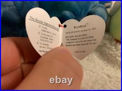 Rare Tag Error Retired TY Beanie Baby Rainbow the Chameleon See Description