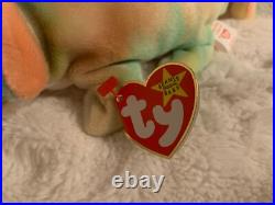 Rare Tag Error Retired TY Beanie Baby Rainbow the Chameleon See Description
